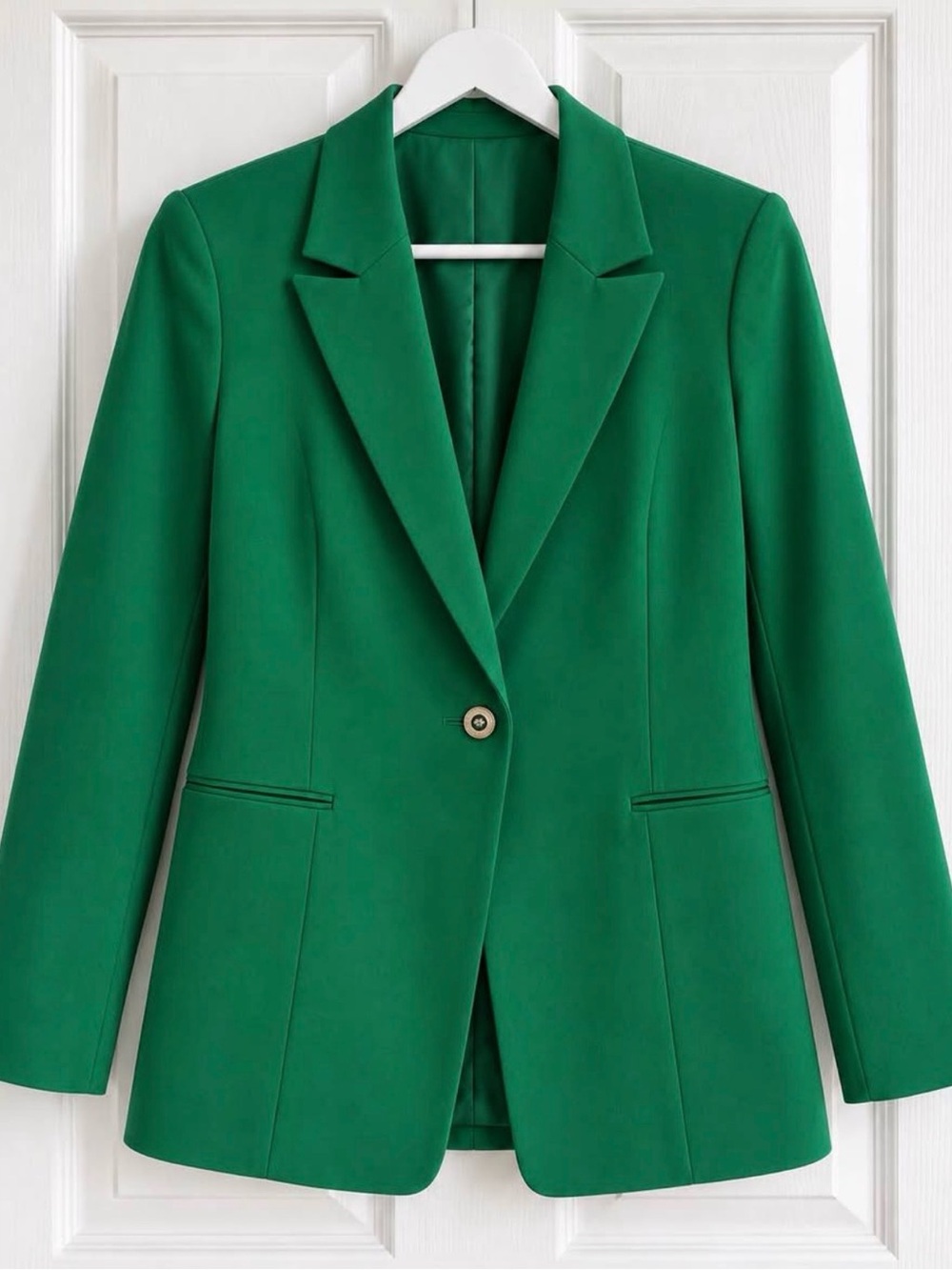 Green Women's Single-Button Blazer Jacket TURKEYE